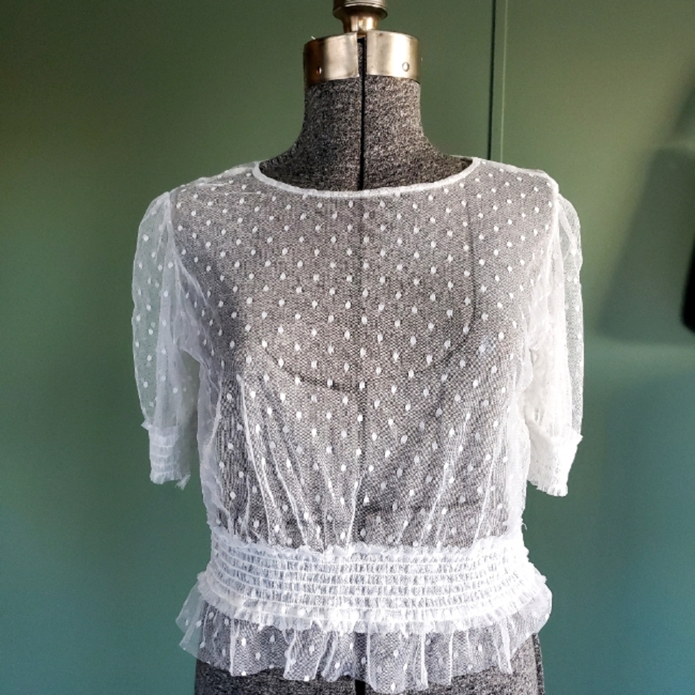 White Sheer floral Cropped Top